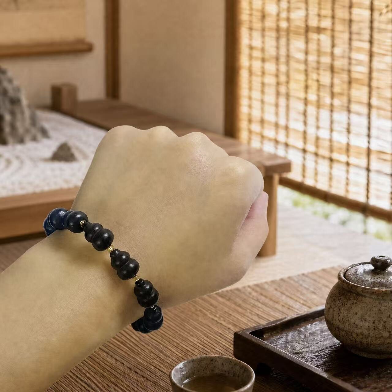 BR-015 ziguangtan wood beaded bracelet photo 3