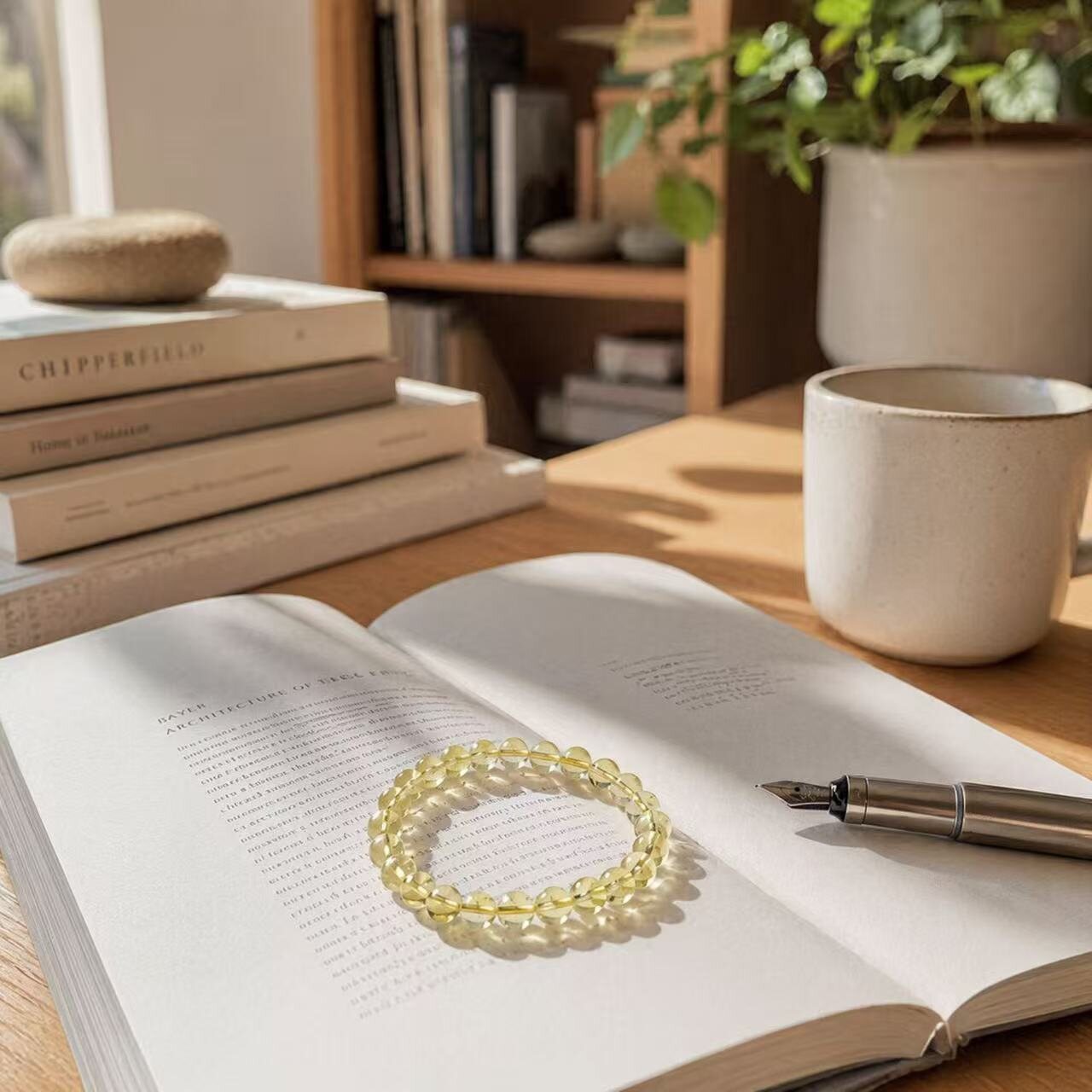 BR-019 citrine beaded bracelet photo 2