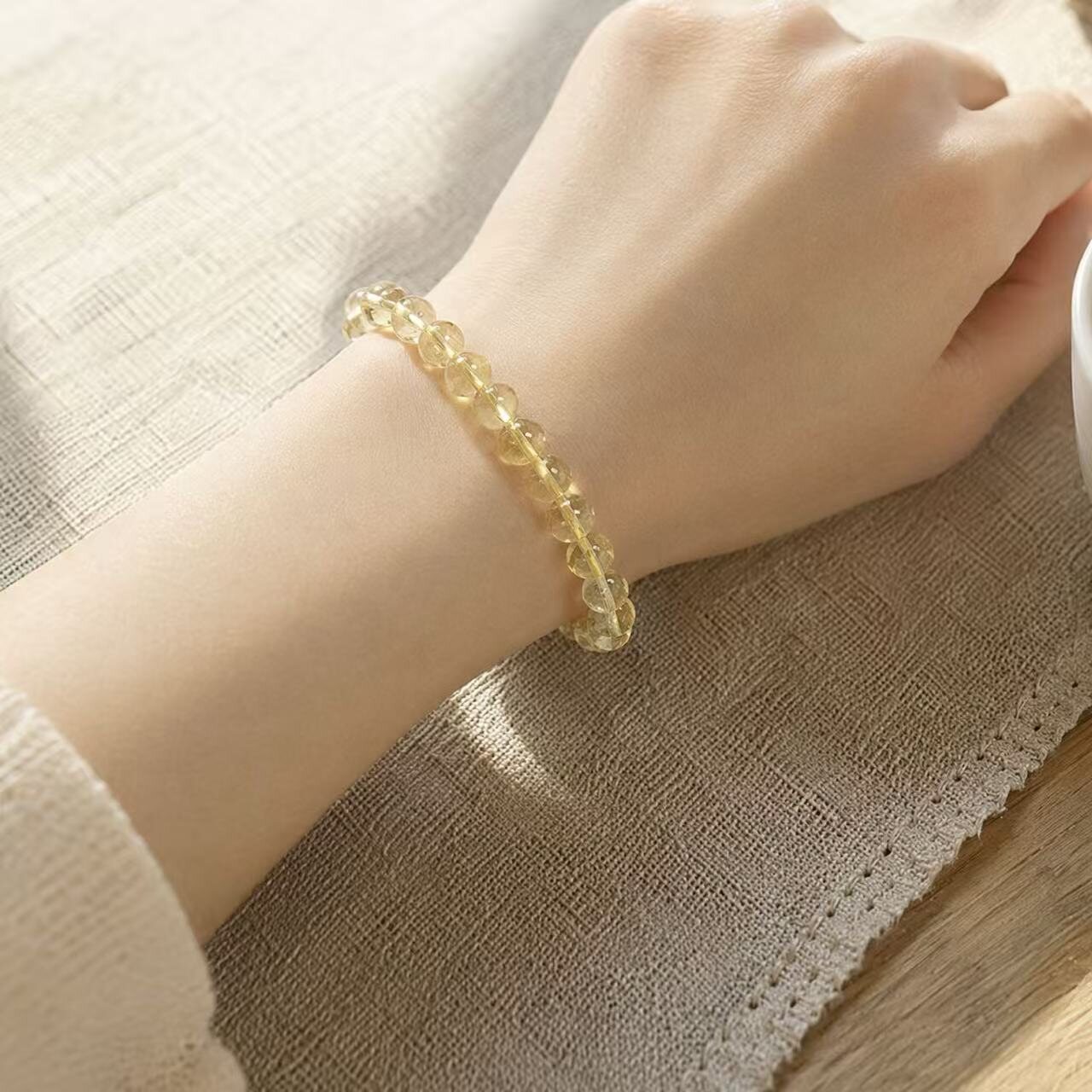 BR-019 citrine beaded bracelet photo 3