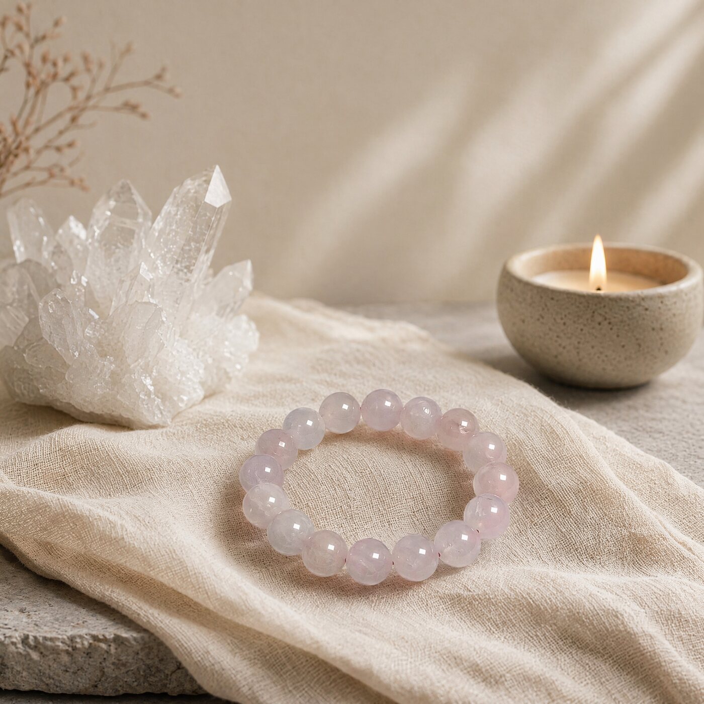 BR-020 rose quartz beaded bracelet photo 1