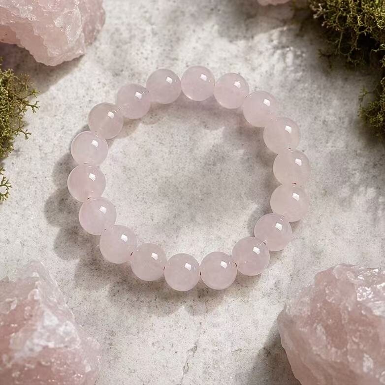 BR-020 rose quartz beaded bracelet photo 4