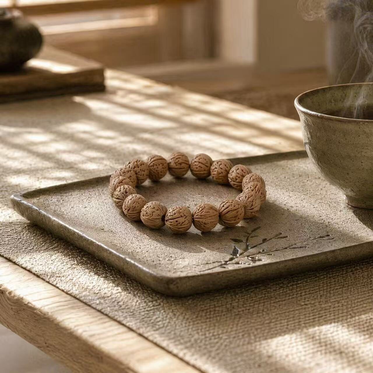 BR-021 walnut texture beaded bracelet photo 1