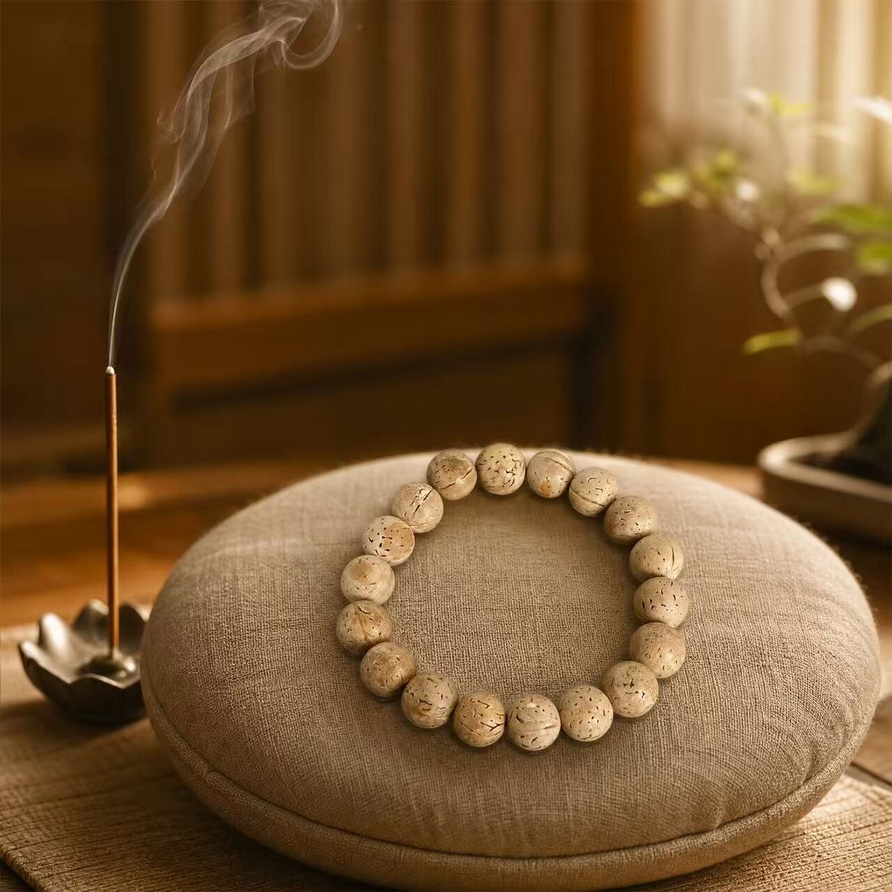 BR-022 walnut texture beaded bracelet photo 2