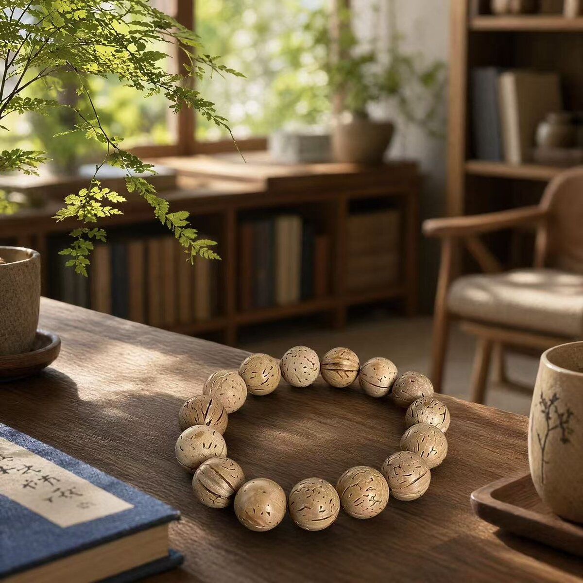BR-024 walnut texture beaded bracelet photo 3