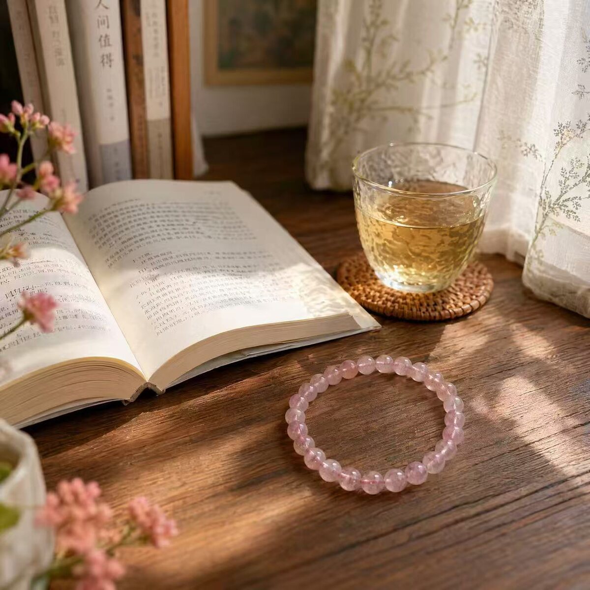 BR-026 transparent pink bracelet lifestyle photo