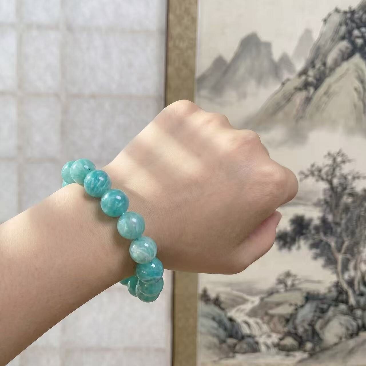 BR-028 old mine amazonite beaded bracelet photo 3
