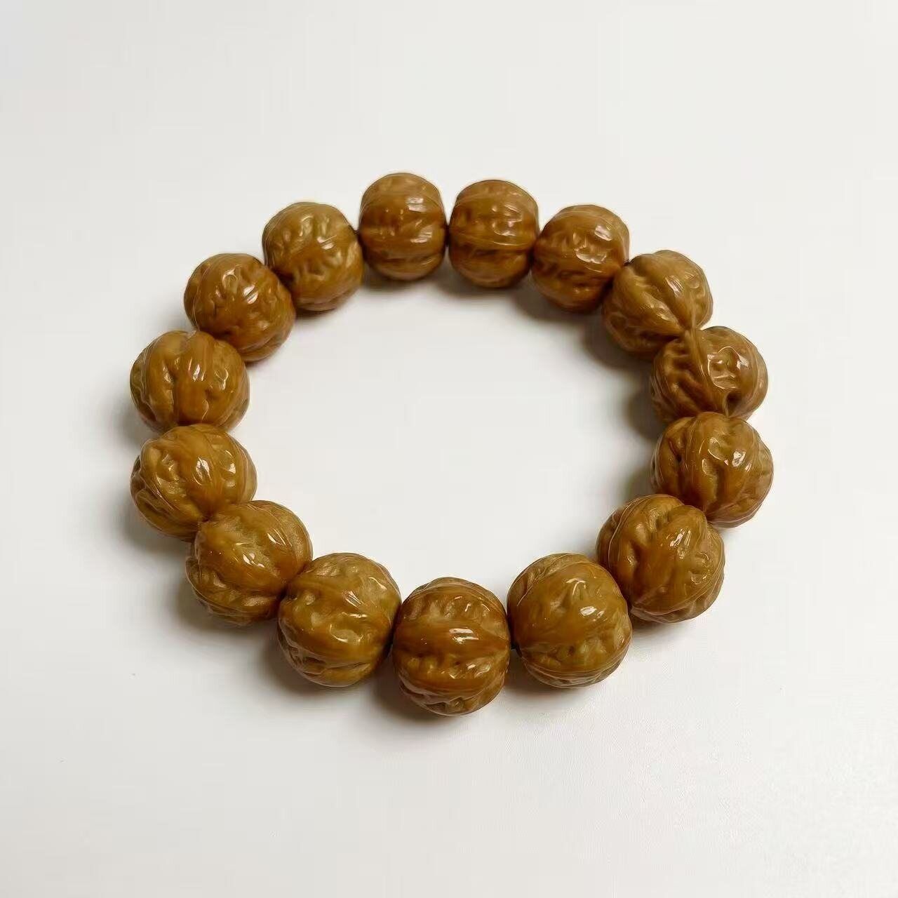 BR-029 carved monkey head walnut beaded bracelet photo 6