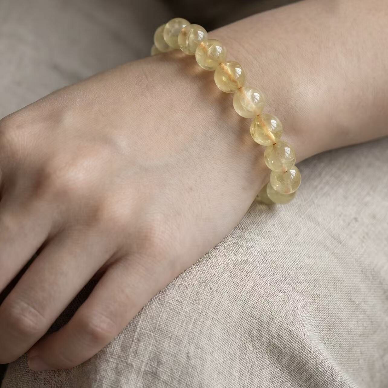 BR-030 yellow tower crystal beaded bracelet photo 5
