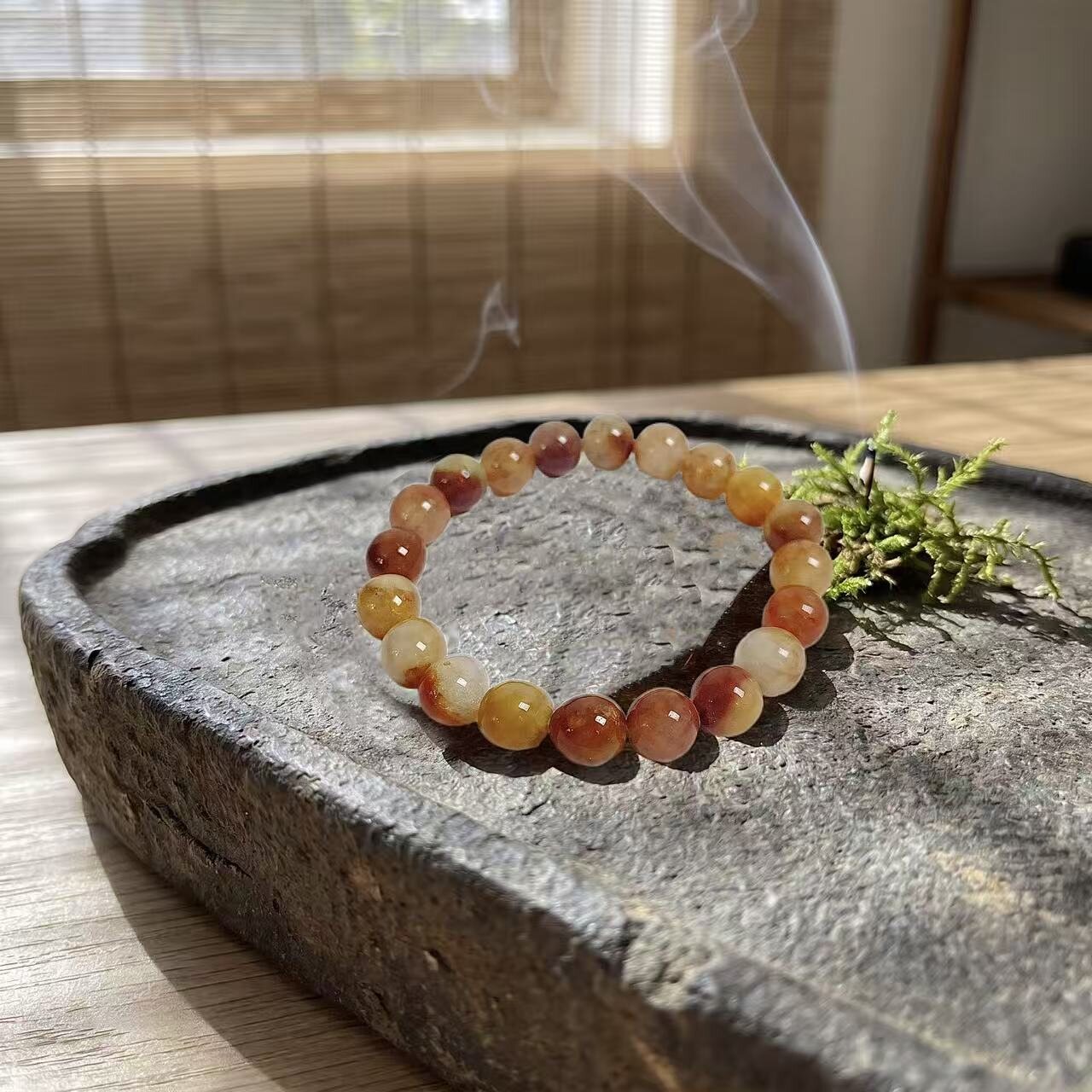 BR-031 golden silk jade beaded bracelet photo 4
