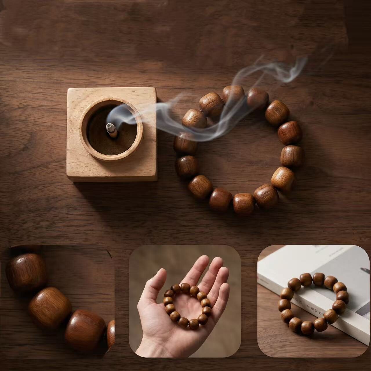 BR-034 vietnamese huanghuali wood beaded bracelet photo 2