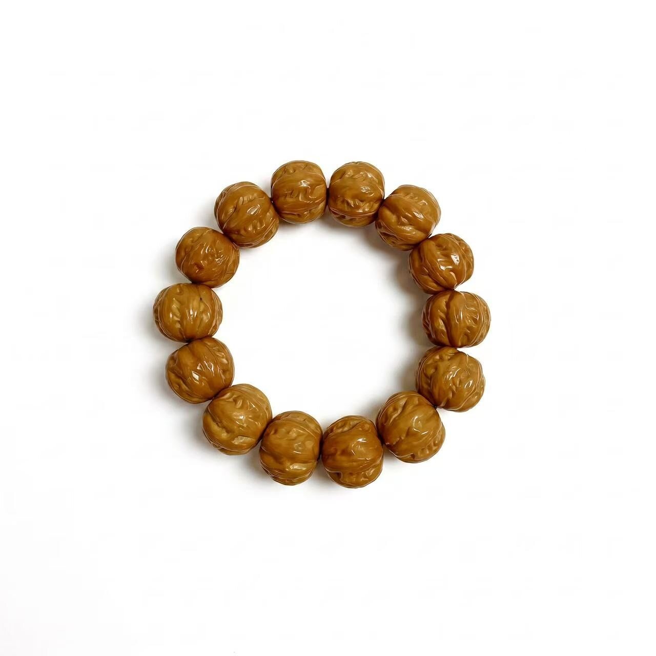 BR-035 carved monkey head walnut beaded bracelet photo 6