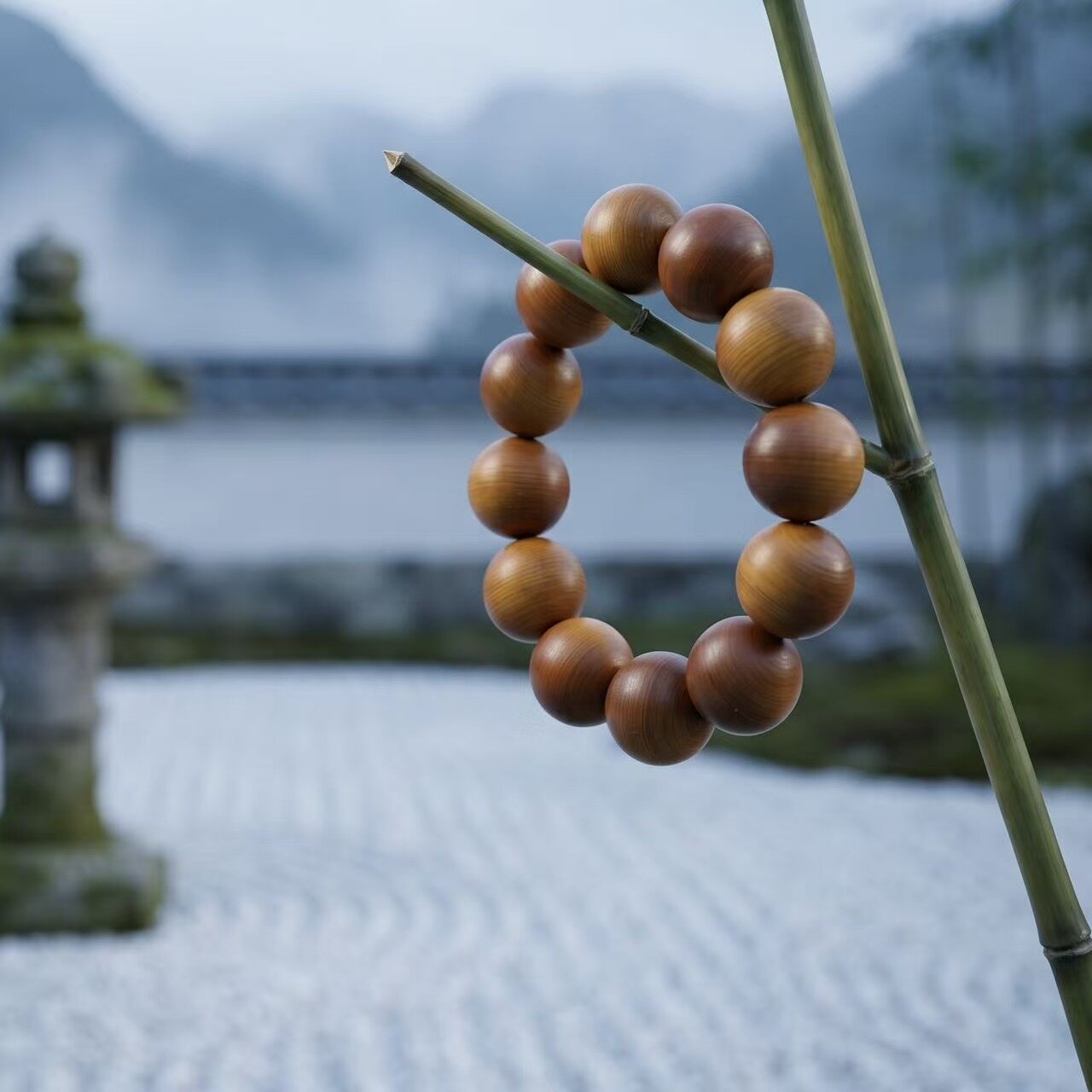 BR-036 cliff cypress wood beaded bracelet photo 4